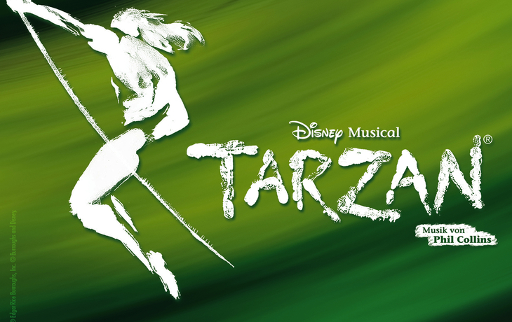 Logo des Disney Musicals Tarzan auf grünem Hintergrund