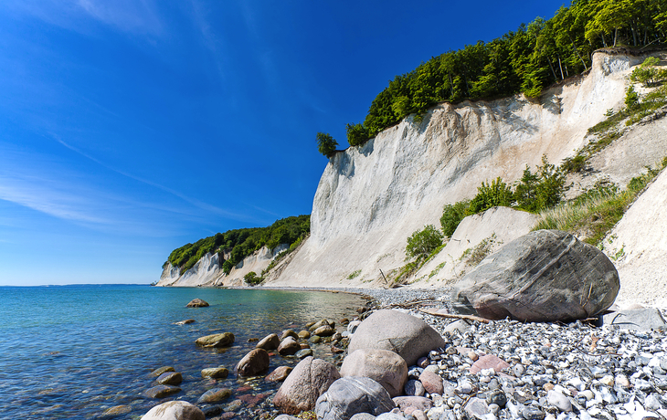 Kreidefelsen am Königsstuhl auf Rügen an der Ostsee.