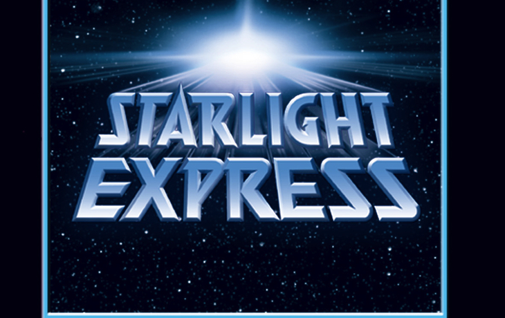 Starlight Express Logo Bochum vor Sternenhimmel-Hintergrund